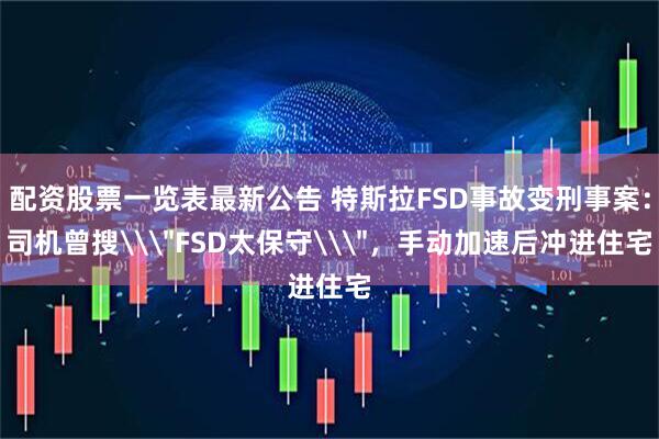 配资股票一览表最新公告 特斯拉FSD事故变刑事案：司机曾搜\
